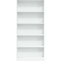 Boekenkasten|Boekenkasten-vidaXL - Boekenkast met 5 vakken - Wit - Bewerkt hout - 80x24x176 cm