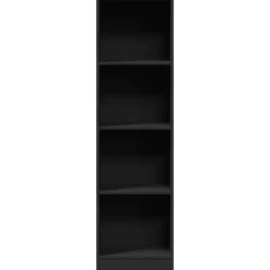 Boekenkasten|Boekenkasten-vidaXL - Boekenkast met 4 vakken - Zwart - Bewerkt hout - 40x24x143 cm