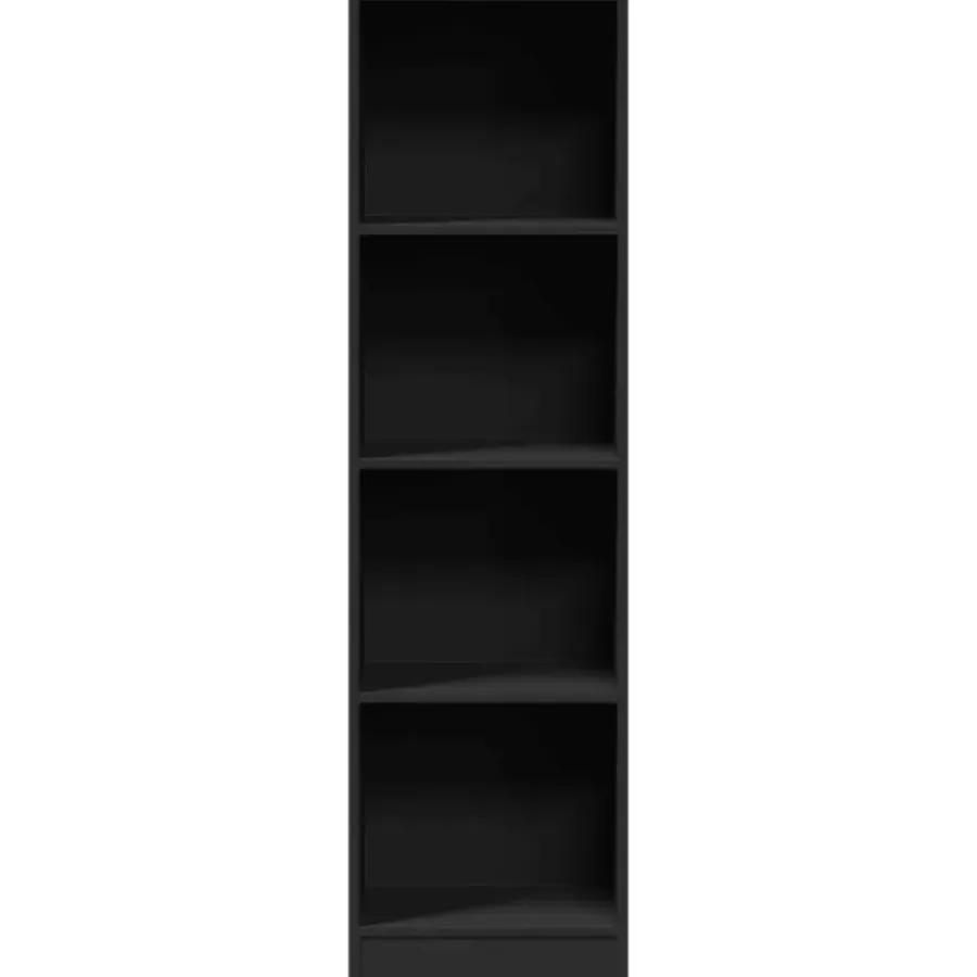 Boekenkasten|Boekenkasten-vidaXL - Boekenkast met 4 vakken - Zwart - Bewerkt hout - 40x24x143 cm