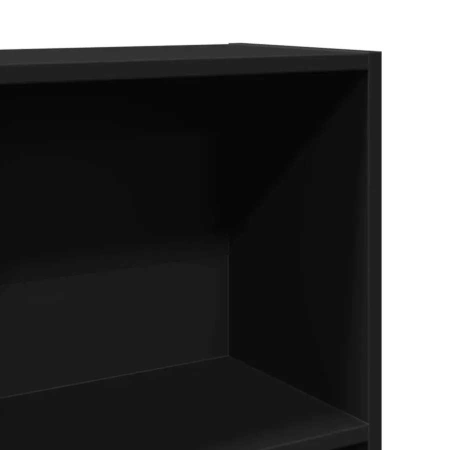 Boekenkasten|Boekenkasten-vidaXL - Boekenkast met 4 vakken - Zwart - Bewerkt hout - 40x24x143 cm