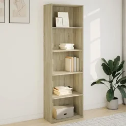 Boekenkasten|Boekenkasten-vidaXL - Boekenkast met 5 vakken voor woonkamers - Sonoma eiken - 60x30x189 cm