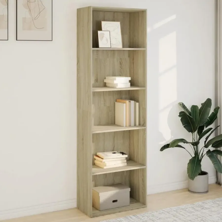 Boekenkasten|Boekenkasten-vidaXL - Boekenkast met 5 vakken voor woonkamers - Sonoma eiken - 60x30x189 cm