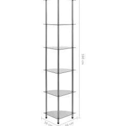 Boekenkasten|Boekenkasten-vidaXL - Boekenkast met 6-laags planken - Transparant - Glas - 30x30x160 cm