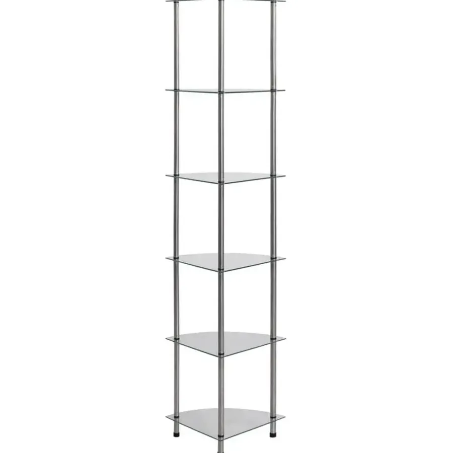 Boekenkasten|Boekenkasten-vidaXL - Boekenkast met 6-laags planken - Transparant - Glas - 30x30x160 cm