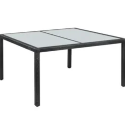 Tuintafels-vidaXL - Buiten Eettafel - Zwart - Poly rattan