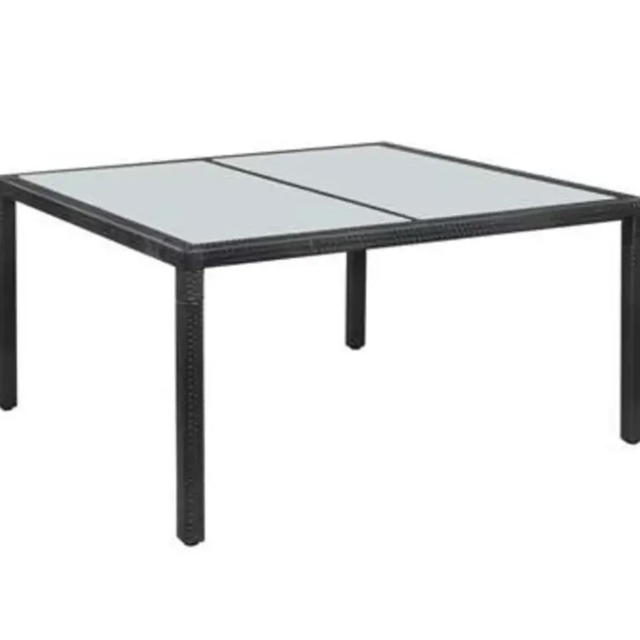 Tuintafels-vidaXL - Buiten Eettafel - Zwart - Poly rattan