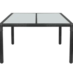 Tuintafels-vidaXL - Buiten Eettafel - Zwart - Poly rattan