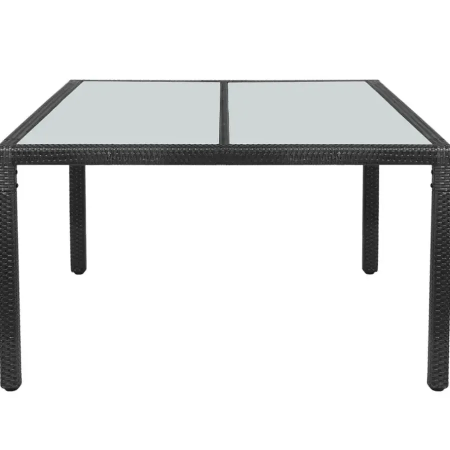 Tuintafels-vidaXL - Buiten Eettafel - Zwart - Poly rattan