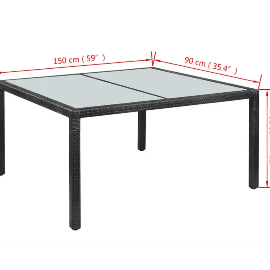 Tuintafels-vidaXL - Buiten Eettafel - Zwart - Poly rattan