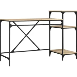 Bureaus-vidaXL - Bureau - Bruin - Bewerkt hout - 135 x 50 x 90 cm