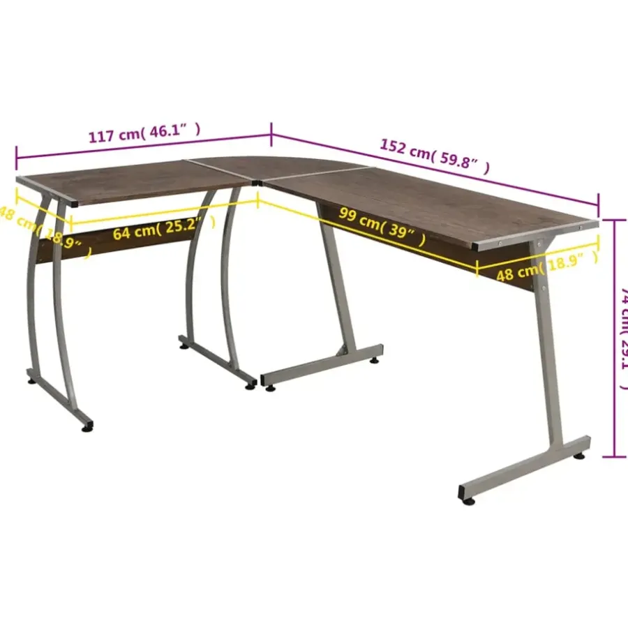 vidaXL - Bureau - Bruin - Bewerkt hout