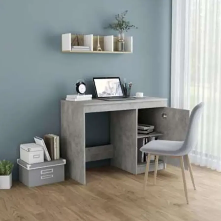 Bureaus-vidaXL - Bureau - Grijs - Bewerkt hout
