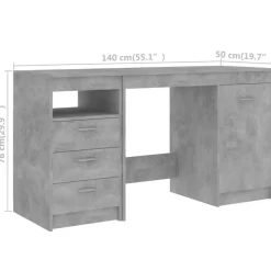 Bureaus-vidaXL - Bureau - Grijs - Bewerkt hout
