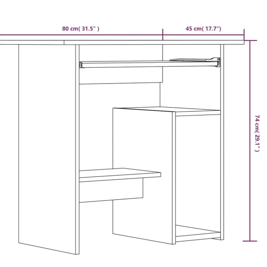 vidaXL - Bureau - Grijs - Bewerkt hout