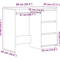 vidaXL - Bureau - Grijs - Bewerkt hout