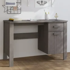 vidaXL - Bureau - Grijs - Grenenhout