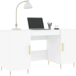 vidaXL - Bureau - Wit - Bewerkt hout