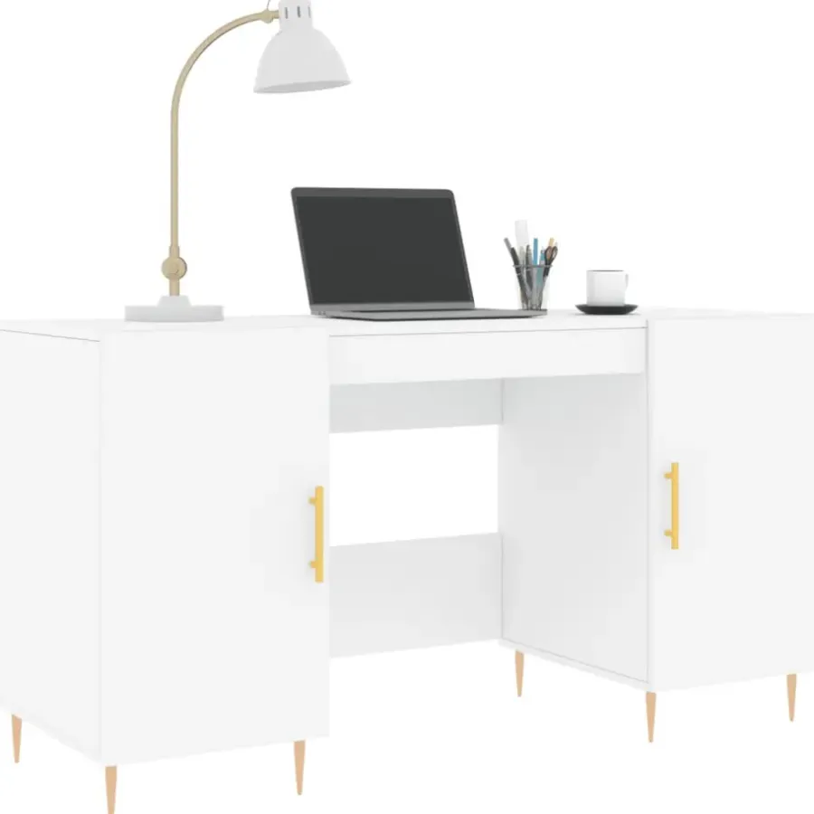 vidaXL - Bureau - Wit - Bewerkt hout