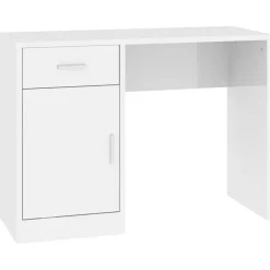 Bureaus-vidaXL - Bureau - Wit - Bewerkt hout