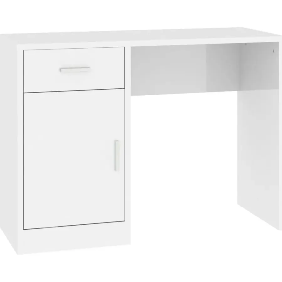 Bureaus-vidaXL - Bureau - Wit - Bewerkt hout