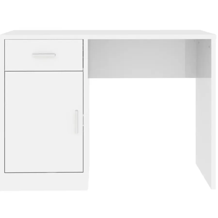 Bureaus-vidaXL - Bureau - Wit - Bewerkt hout