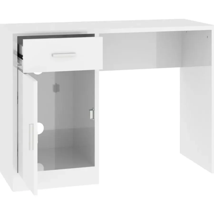 Bureaus-vidaXL - Bureau - Wit - Bewerkt hout