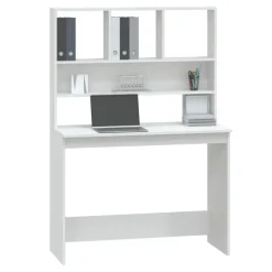 Bureaus-vidaXL - Bureau - Wit - Bewerkt hout