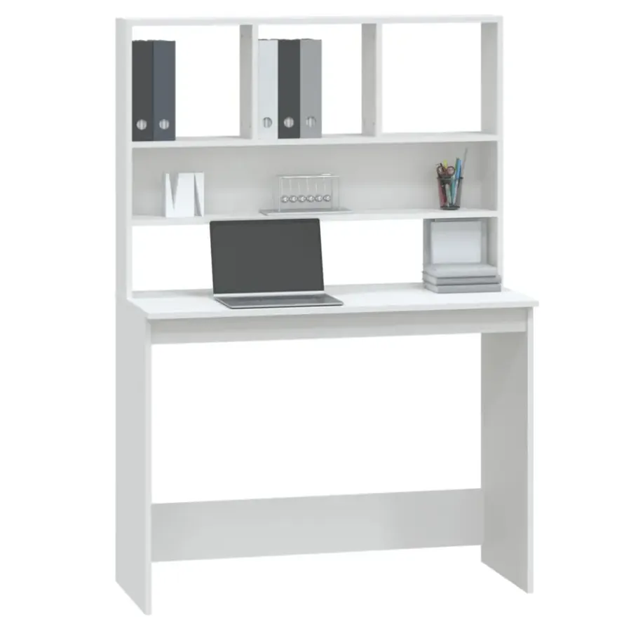 Bureaus-vidaXL - Bureau - Wit - Bewerkt hout