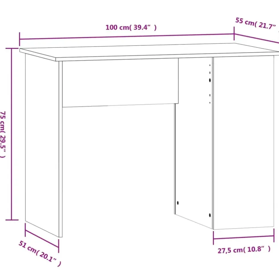vidaXL - Bureau - Wit - Bewerkt hout
