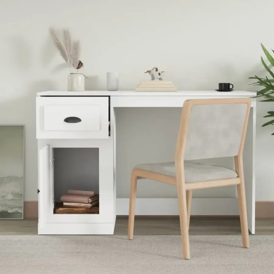 vidaXL - Bureau - Wit - Bewerkt hout