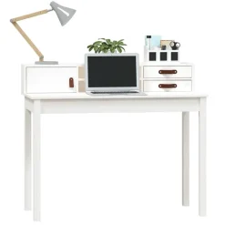 vidaXL - Bureau - Wit - Grenenhout