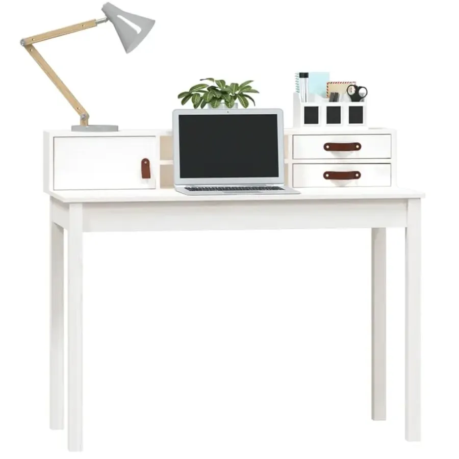 vidaXL - Bureau - Wit - Grenenhout