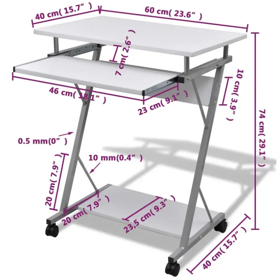 vidaXL - Bureau - Wit - MDF