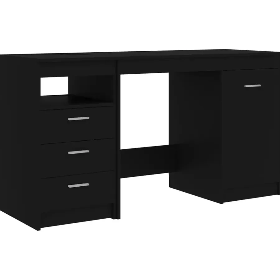 vidaXL - Bureau - Zwart - Bewerkt hout