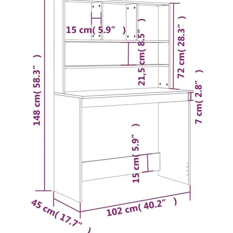 vidaXL - Bureau - Zwart - Bewerkt hout