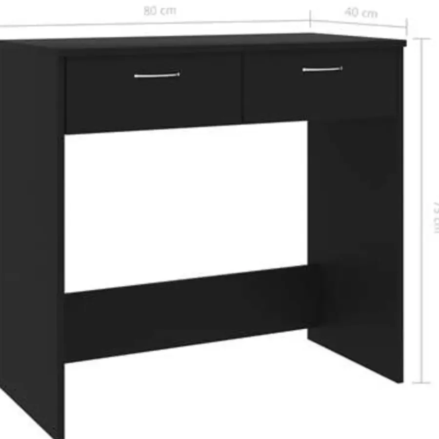 vidaXL - Bureau - Zwart - Bewerkt hout