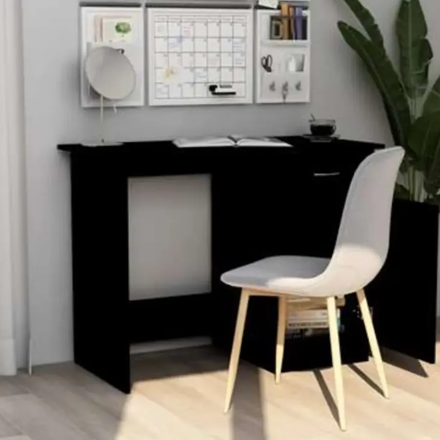 Bureaus-vidaXL - Bureau - Zwart - Bewerkt hout