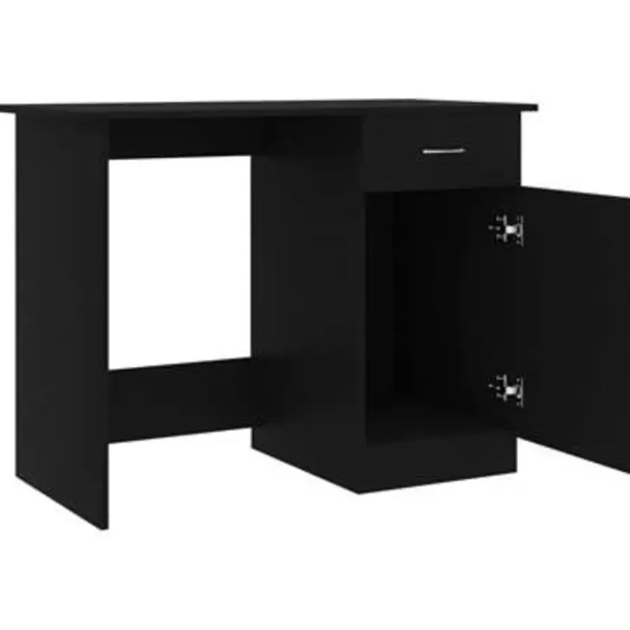 Bureaus-vidaXL - Bureau - Zwart - Bewerkt hout