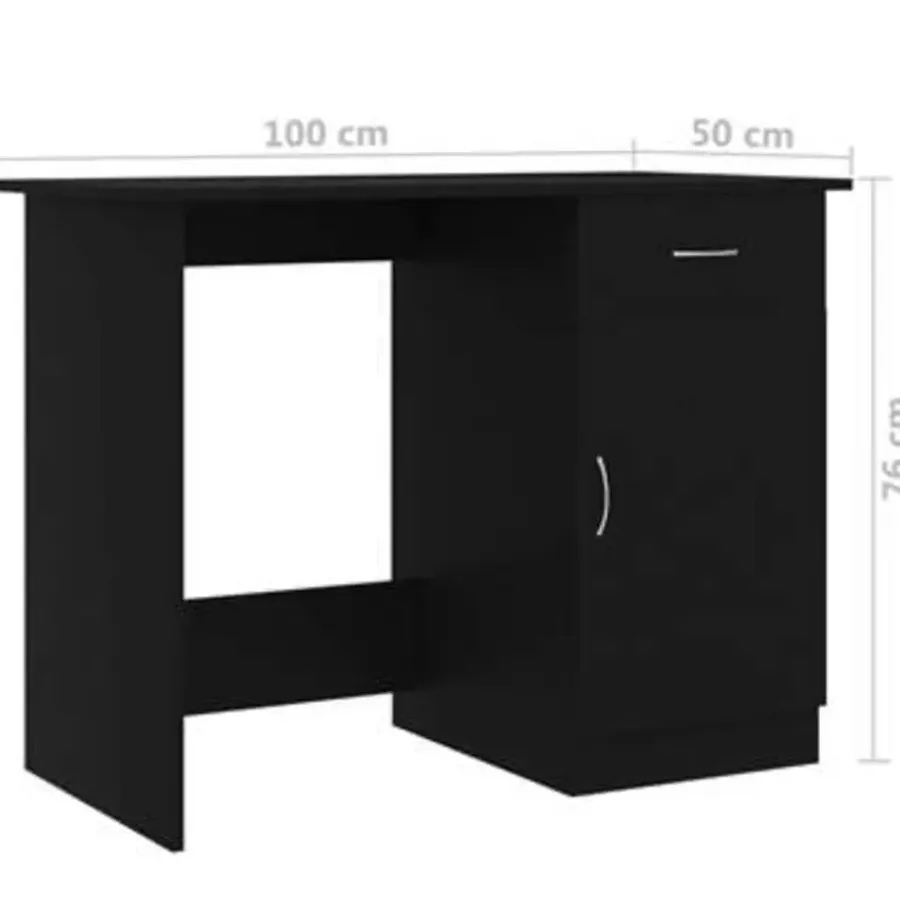 Bureaus-vidaXL - Bureau - Zwart - Bewerkt hout