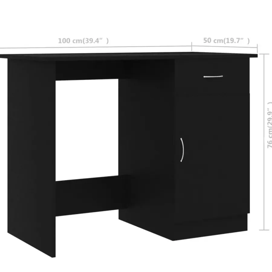 Bureaus-vidaXL - Bureau - Zwart - Bewerkt hout