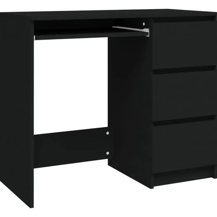 Bureaus-vidaXL - Bureau - Zwart - Bewerkt hout