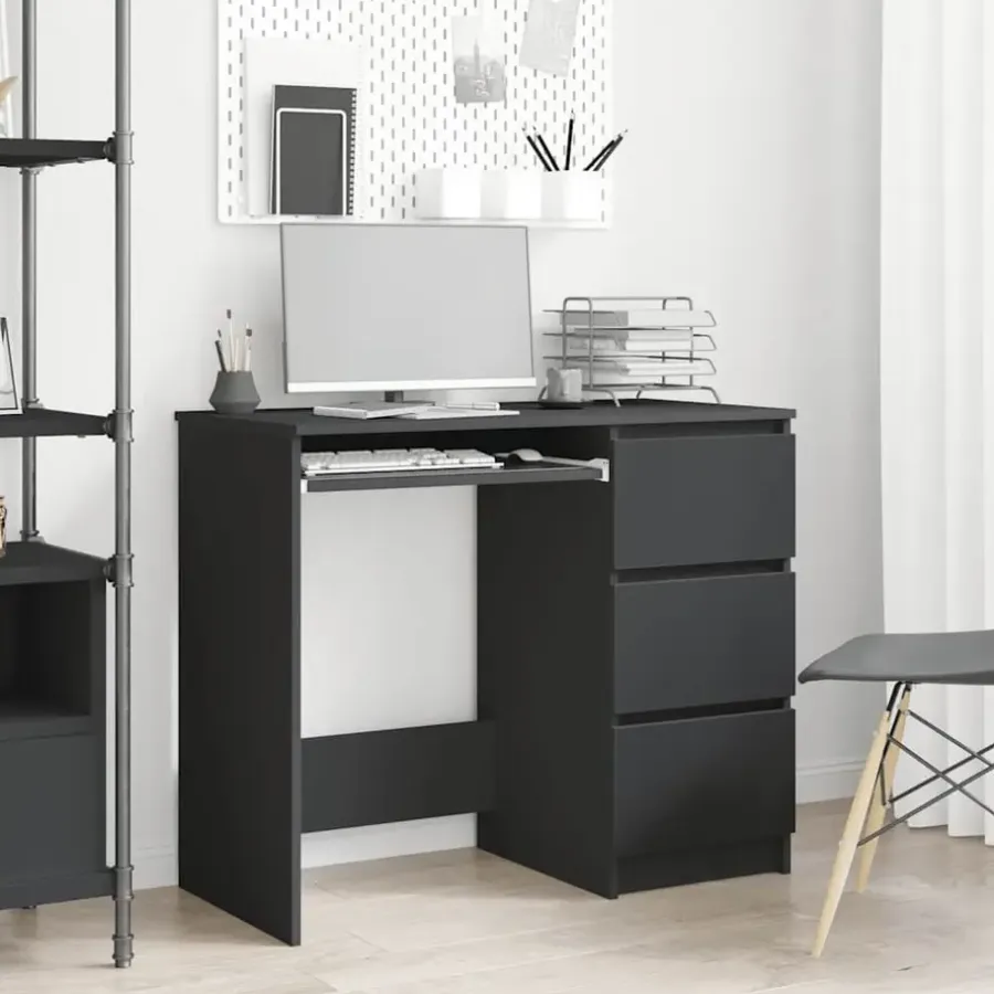 Bureaus-vidaXL - Bureau - Zwart - Bewerkt hout