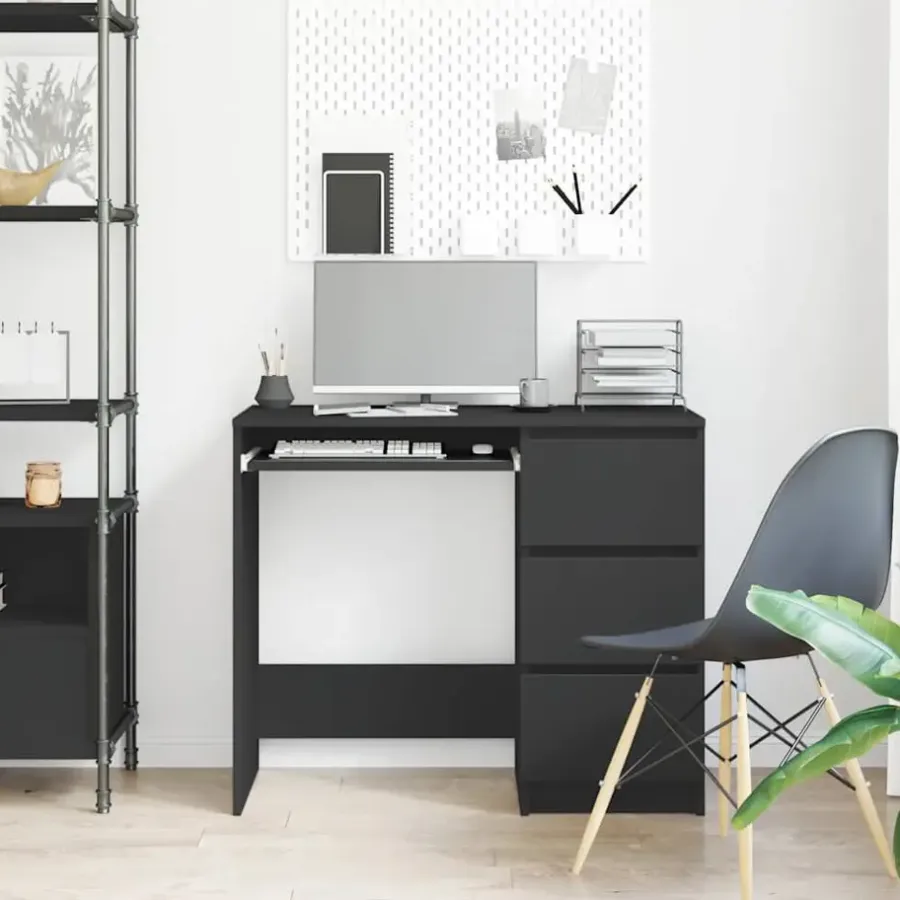 Bureaus-vidaXL - Bureau - Zwart - Bewerkt hout