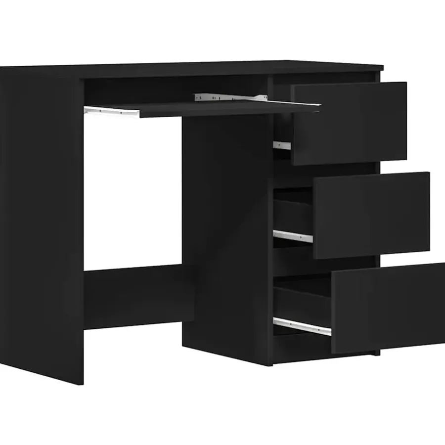 Bureaus-vidaXL - Bureau - Zwart - Bewerkt hout