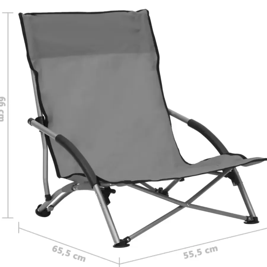 Kamperen En Outdoor-vidaXL - Campingstoel - Grijs - Stof - 2 stuks