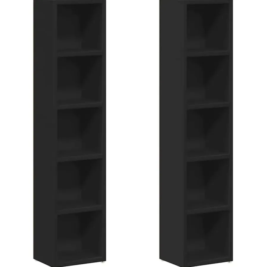 vidaXL - Cd-kast - Zwart - Bewerkt hout - 2 stuks