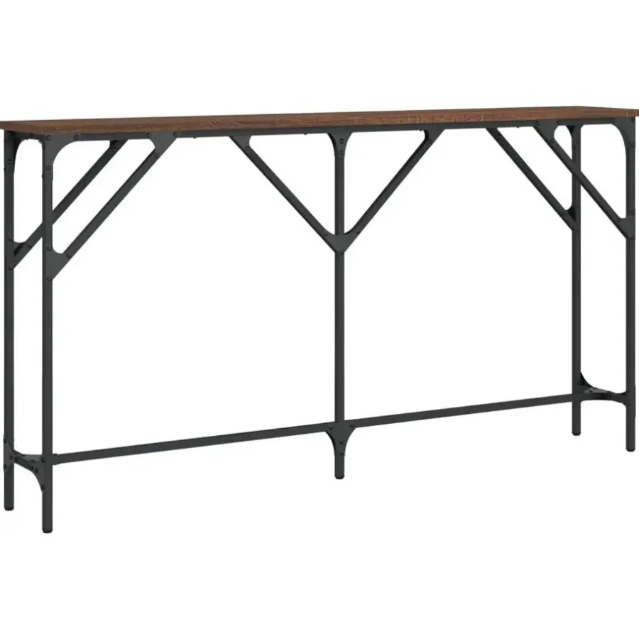 vidaXL - Consoletafel - Bruin eiken - Bewerkt hout - 140x23x75 cm