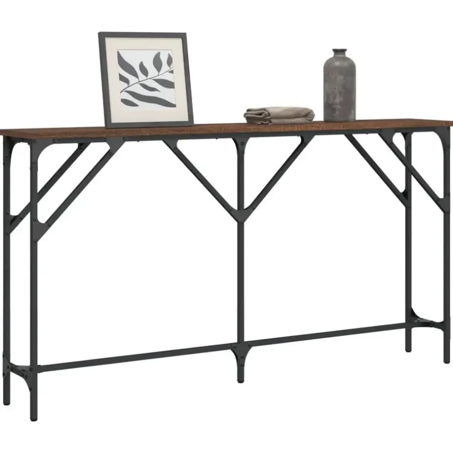 vidaXL - Consoletafel - Bruin eiken - Bewerkt hout - 140x23x75 cm