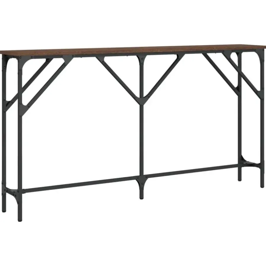 vidaXL - Consoletafel - Bruin eiken - Bewerkt hout - 140x23x75 cm