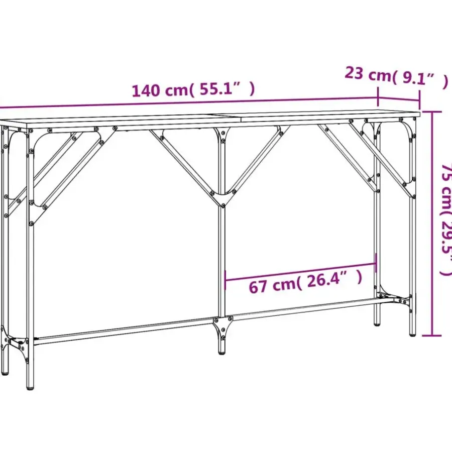 vidaXL - Consoletafel - Bruin eiken - Bewerkt hout - 140x23x75 cm